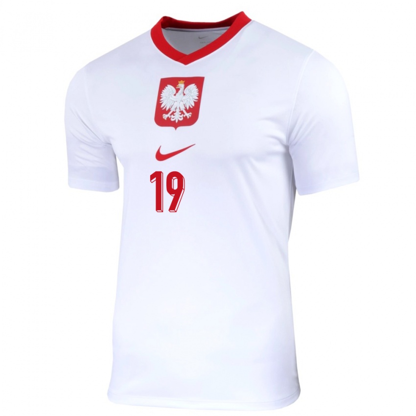 Mænd Polen Przemyslaw Frankowski #19 Hvid Hjemmebane Spillertrøjer 24-26 Trøje T-Shirt