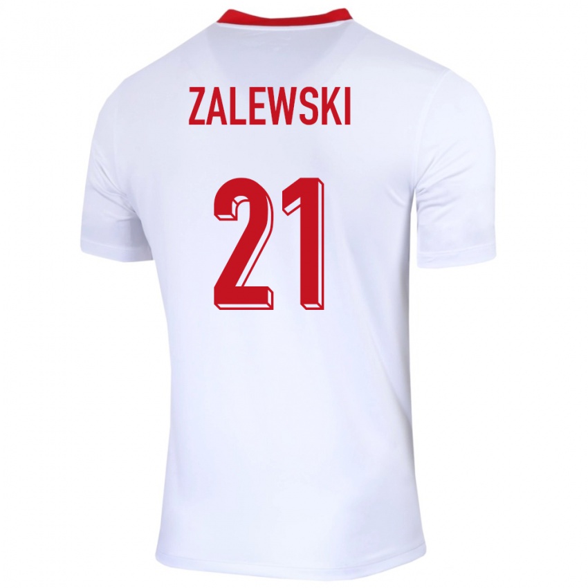Mænd Polen Nicola Zalewski #21 Hvid Hjemmebane Spillertrøjer 24-26 Trøje T-Shirt