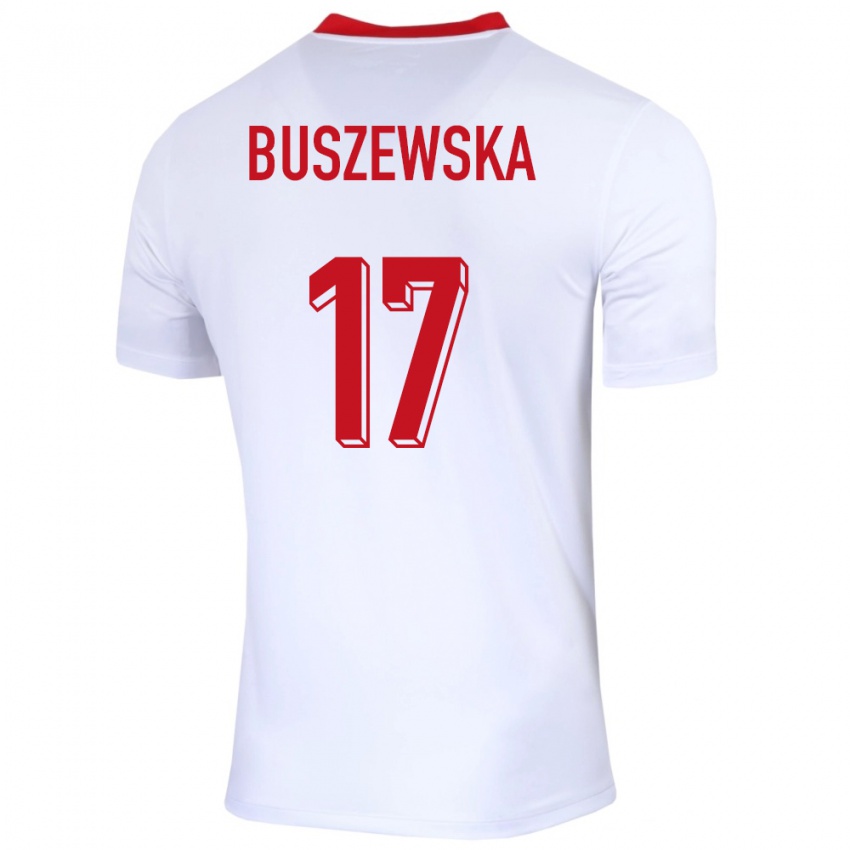 Mænd Polen Zofia Buszewska #17 Hvid Hjemmebane Spillertrøjer 24-26 Trøje T-Shirt