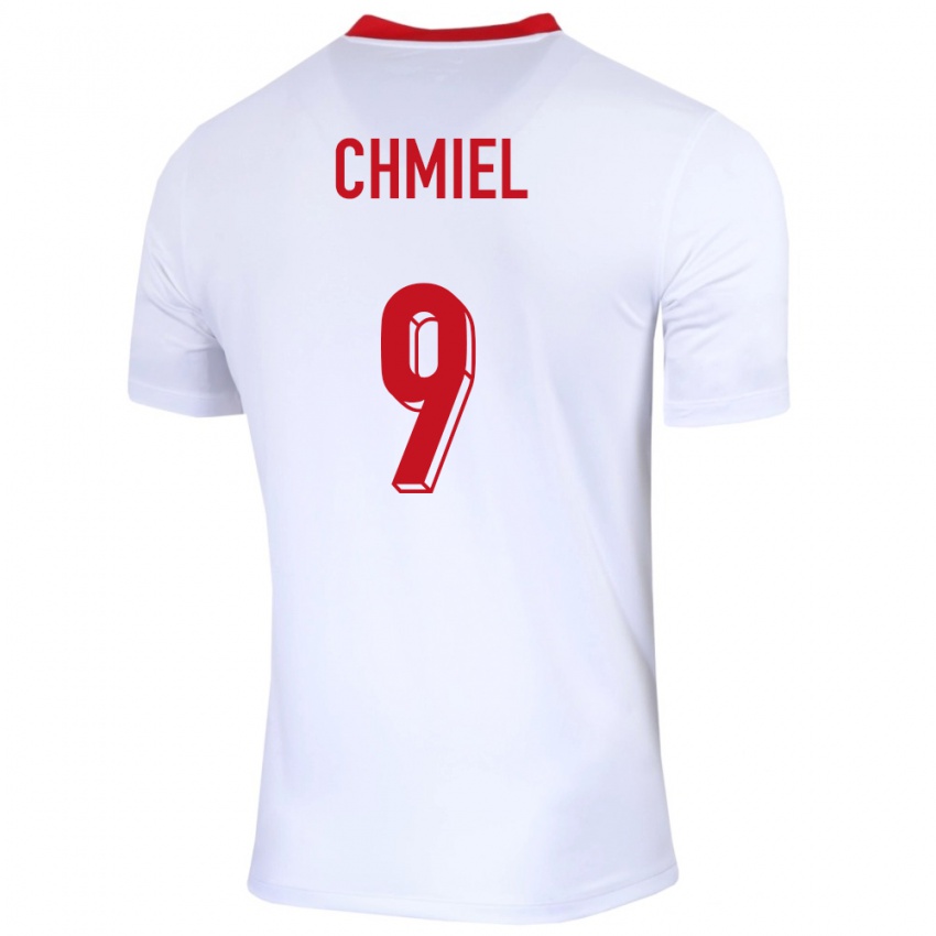 Mænd Polen George Chmiel #9 Hvid Hjemmebane Spillertrøjer 24-26 Trøje T-Shirt