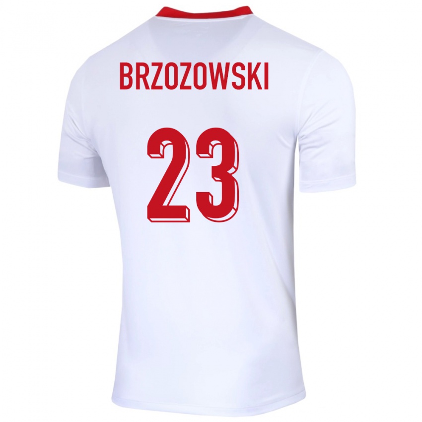 Mænd Polen Milosz Brzozowski #23 Hvid Hjemmebane Spillertrøjer 24-26 Trøje T-Shirt