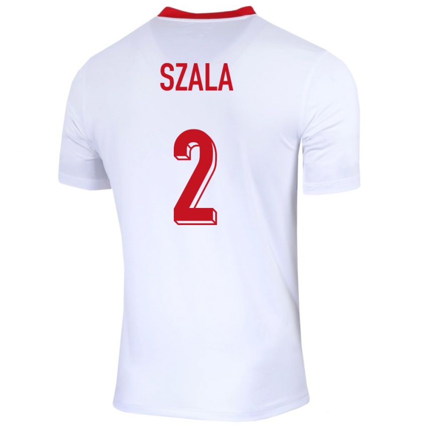 Mænd Polen Dominik Szala #2 Hvid Hjemmebane Spillertrøjer 24-26 Trøje T-Shirt