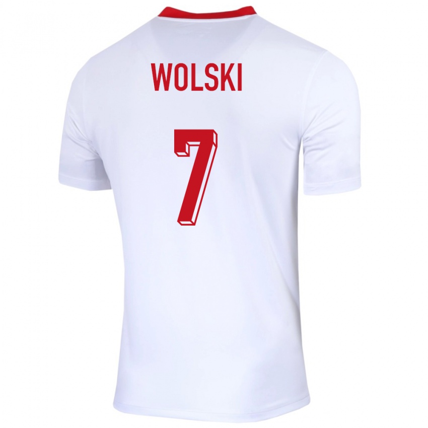 Mænd Polen Filip Wolski #7 Hvid Hjemmebane Spillertrøjer 24-26 Trøje T-Shirt