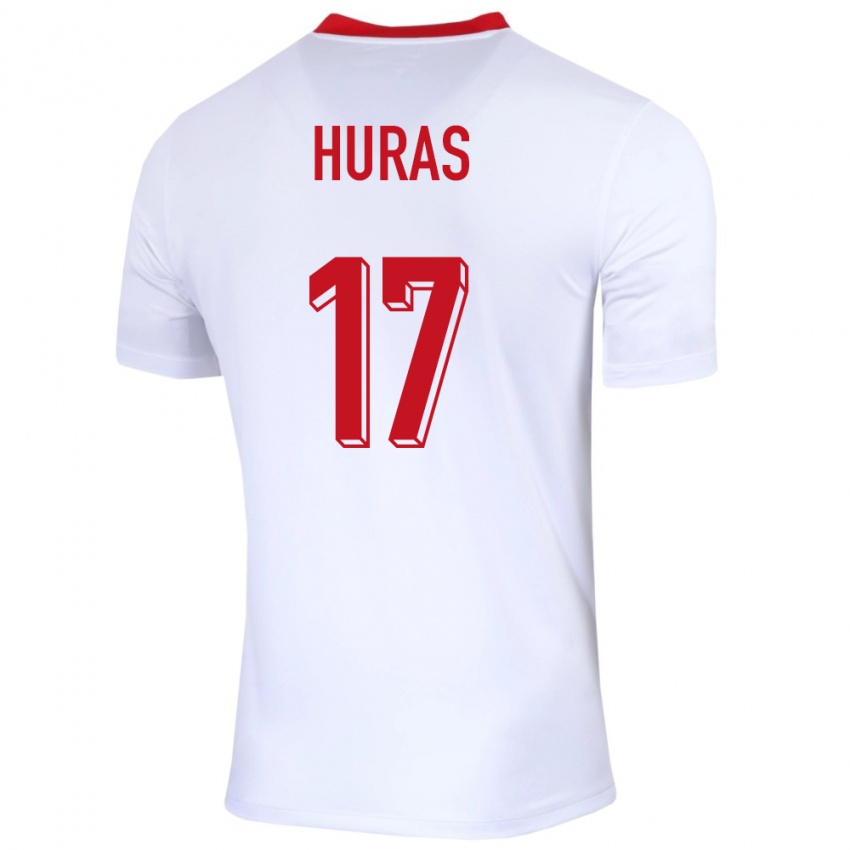 Mænd Polen Mike Huras #17 Hvid Hjemmebane Spillertrøjer 24-26 Trøje T-Shirt