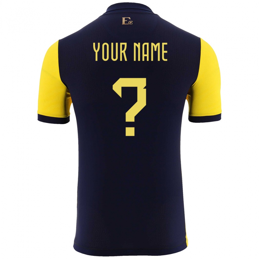 Mænd Ecuador Dit Navn #0 Gul Hjemmebane Spillertrøjer 24-26 Trøje T-Shirt