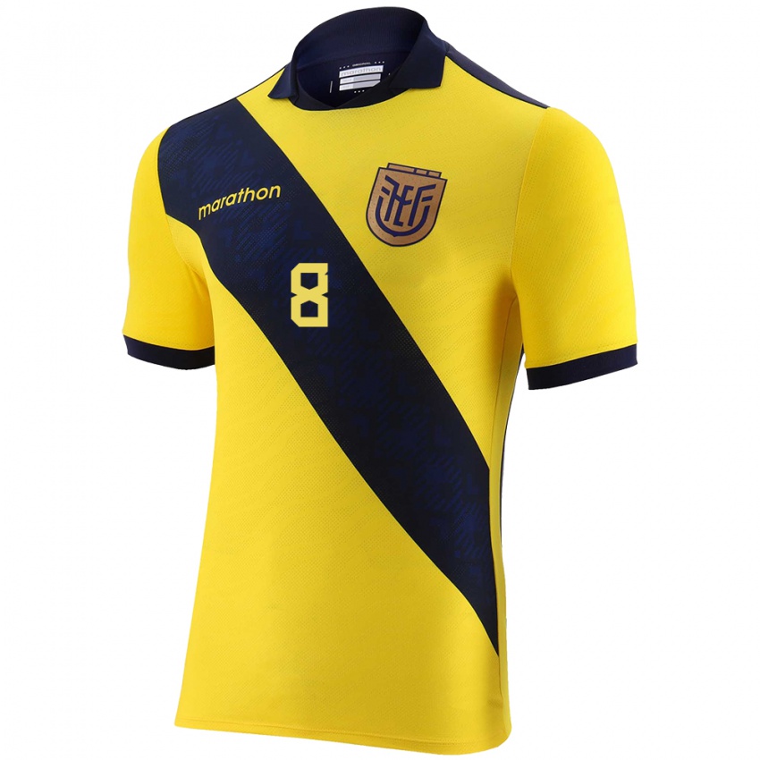 Mænd Ecuador Carlos Gruezo #8 Gul Hjemmebane Spillertrøjer 24-26 Trøje T-Shirt