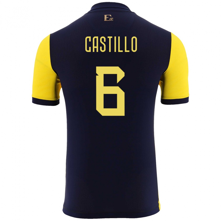 Mænd Ecuador Byron Castillo #6 Gul Hjemmebane Spillertrøjer 24-26 Trøje T-Shirt