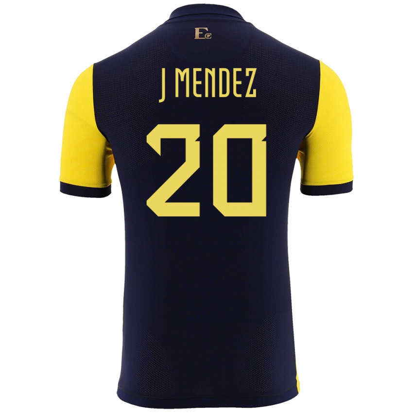 Mænd Ecuador Jhegson Mendez #20 Gul Hjemmebane Spillertrøjer 24-26 Trøje T-Shirt