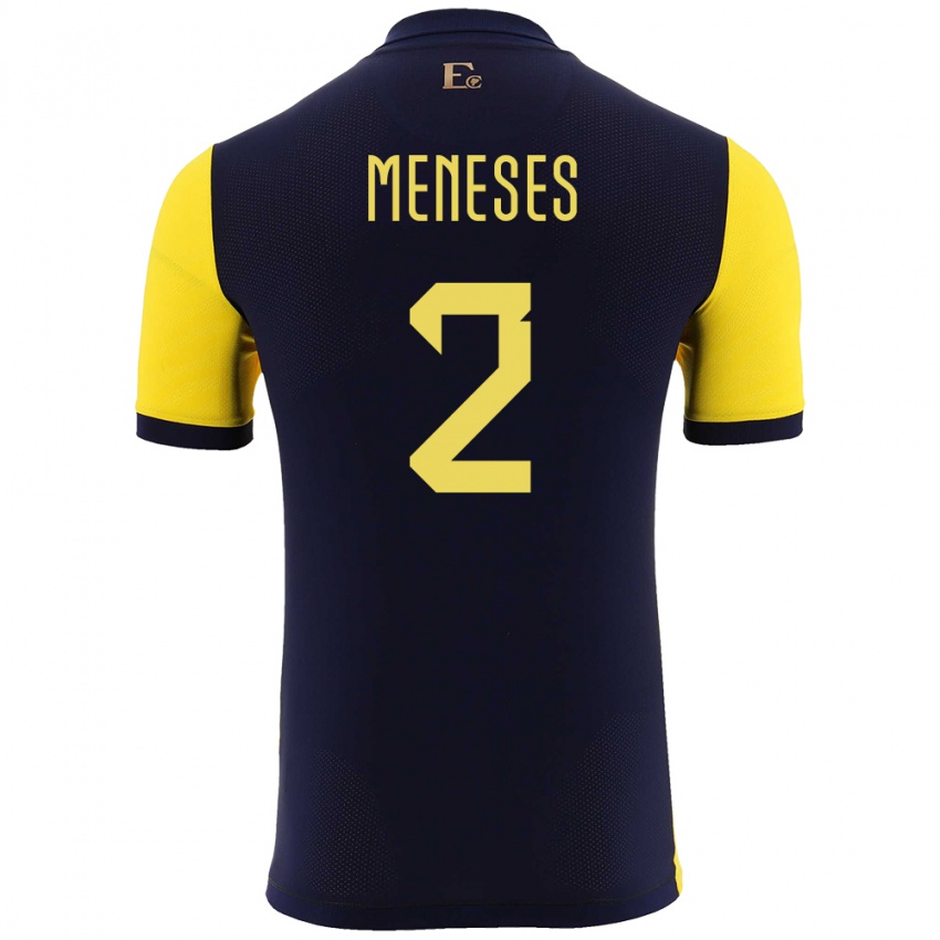 Mænd Ecuador Randy Meneses #2 Gul Hjemmebane Spillertrøjer 24-26 Trøje T-Shirt