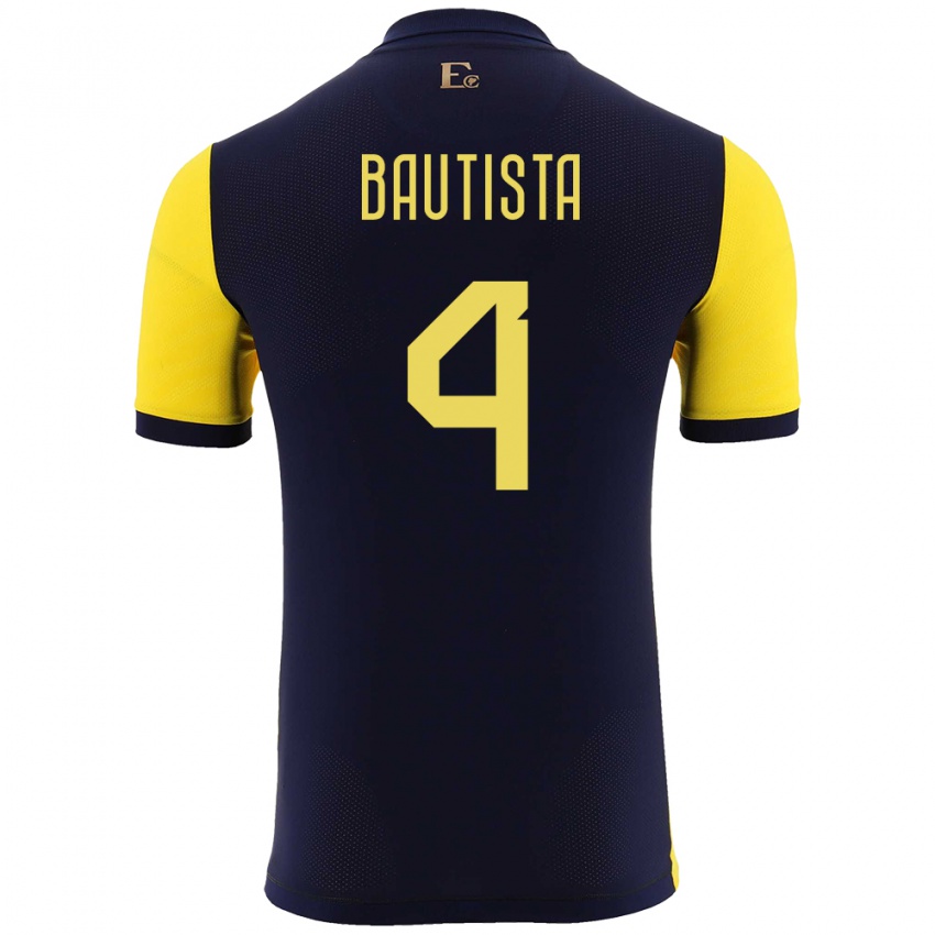 Mænd Ecuador Davis Bautista #4 Gul Hjemmebane Spillertrøjer 24-26 Trøje T-Shirt