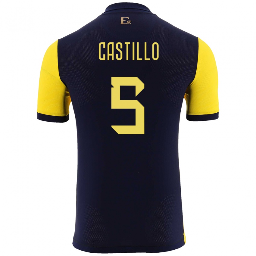 Mænd Ecuador Denil Castillo #5 Gul Hjemmebane Spillertrøjer 24-26 Trøje T-Shirt