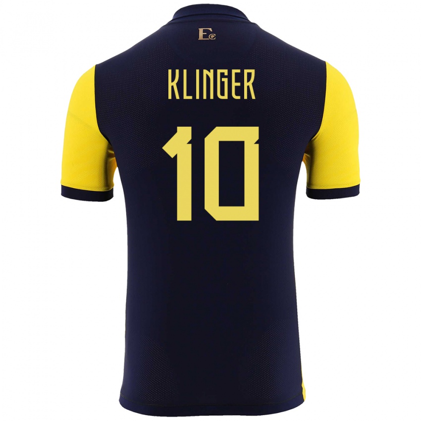 Mænd Ecuador Jose Klinger #10 Gul Hjemmebane Spillertrøjer 24-26 Trøje T-Shirt