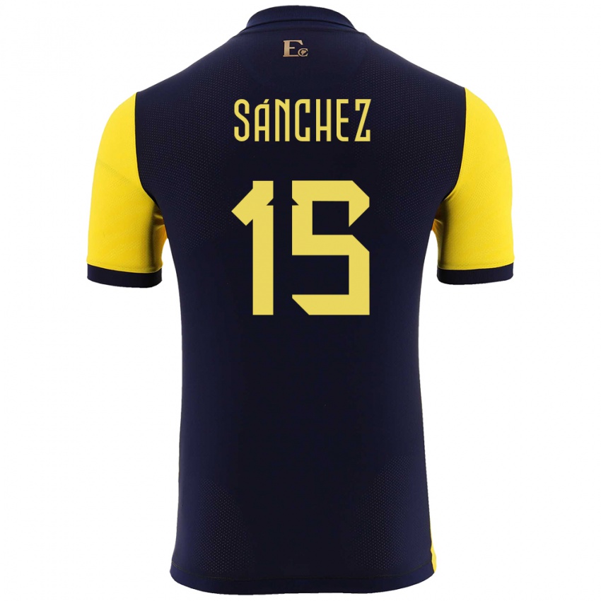 Mænd Ecuador Juan Sanchez #15 Gul Hjemmebane Spillertrøjer 24-26 Trøje T-Shirt