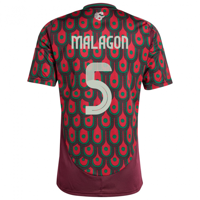 Mænd Mexico Luis Malagon #5 Rødbrun Hjemmebane Spillertrøjer 24-26 Trøje T-Shirt