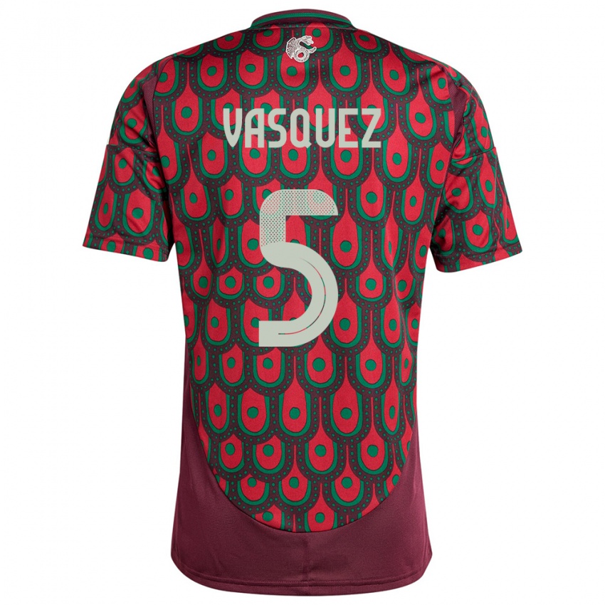 Mænd Mexico Johan Vasquez #5 Rødbrun Hjemmebane Spillertrøjer 24-26 Trøje T-Shirt