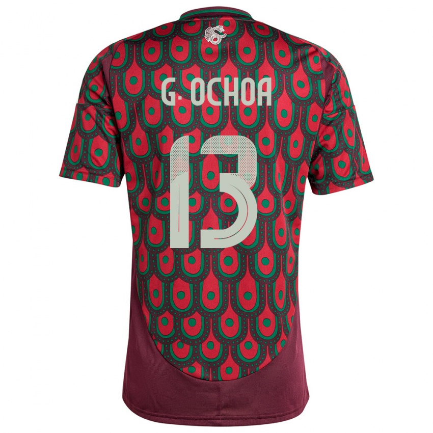 Mænd Mexico Guillermo Ochoa #13 Rødbrun Hjemmebane Spillertrøjer 24-26 Trøje T-Shirt