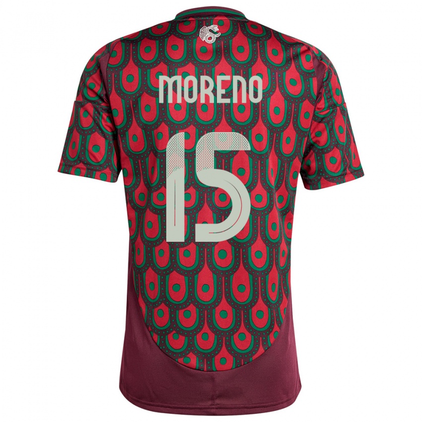 Mænd Mexico Hector Moreno #15 Rødbrun Hjemmebane Spillertrøjer 24-26 Trøje T-Shirt