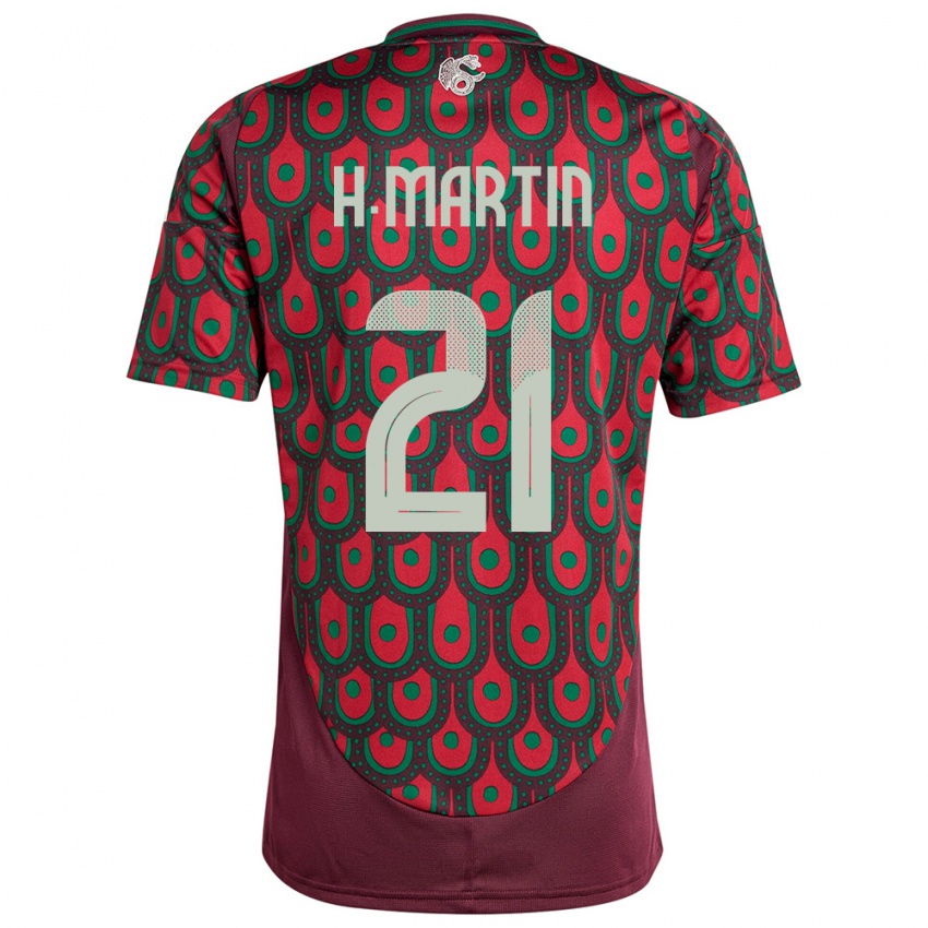 Mænd Mexico Henry Martin #21 Rødbrun Hjemmebane Spillertrøjer 24-26 Trøje T-Shirt