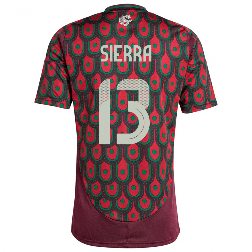 Mænd Mexico Bianca Sierra #13 Rødbrun Hjemmebane Spillertrøjer 24-26 Trøje T-Shirt