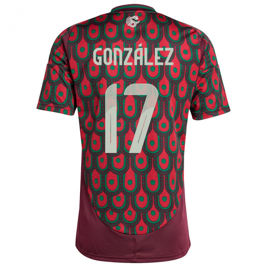 Mænd Mexico Alison Gonzalez #17 Rødbrun Hjemmebane Spillertrøjer 24-26 Trøje T-Shirt