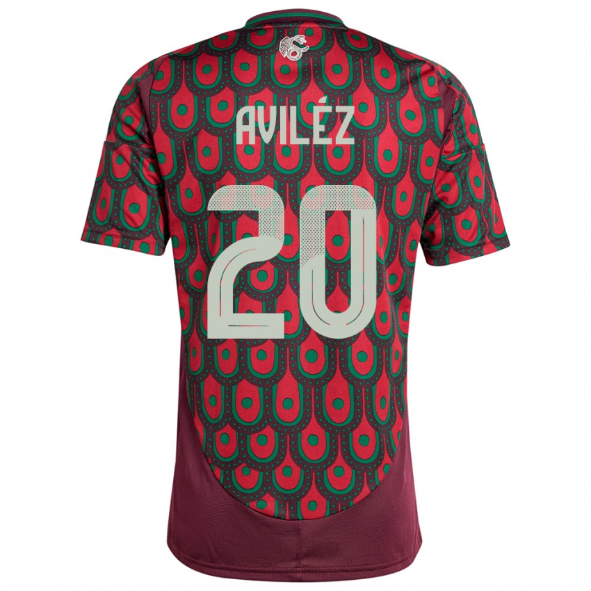 Mænd Mexico Aylin Avilez #20 Rødbrun Hjemmebane Spillertrøjer 24-26 Trøje T-Shirt