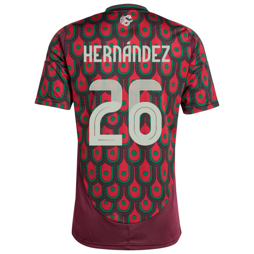 Mænd Mexico Nicolette Hernandez #26 Rødbrun Hjemmebane Spillertrøjer 24-26 Trøje T-Shirt