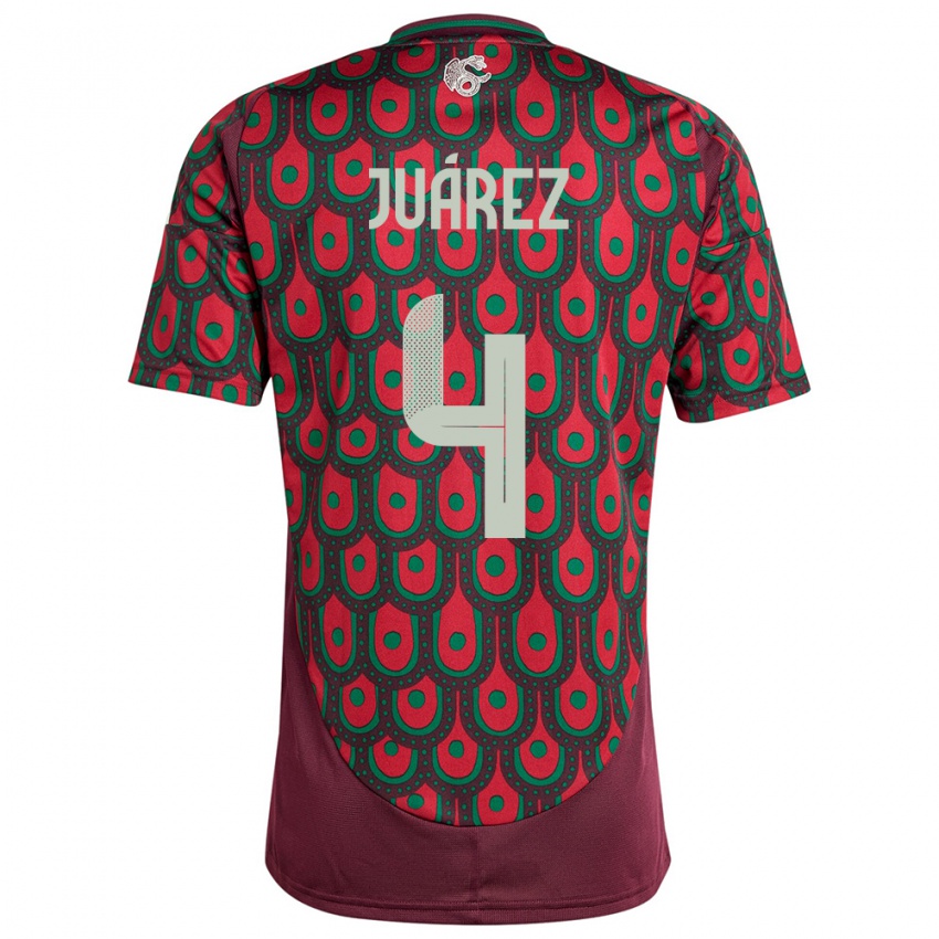 Mænd Mexico Ramon Juarez #4 Rødbrun Hjemmebane Spillertrøjer 24-26 Trøje T-Shirt