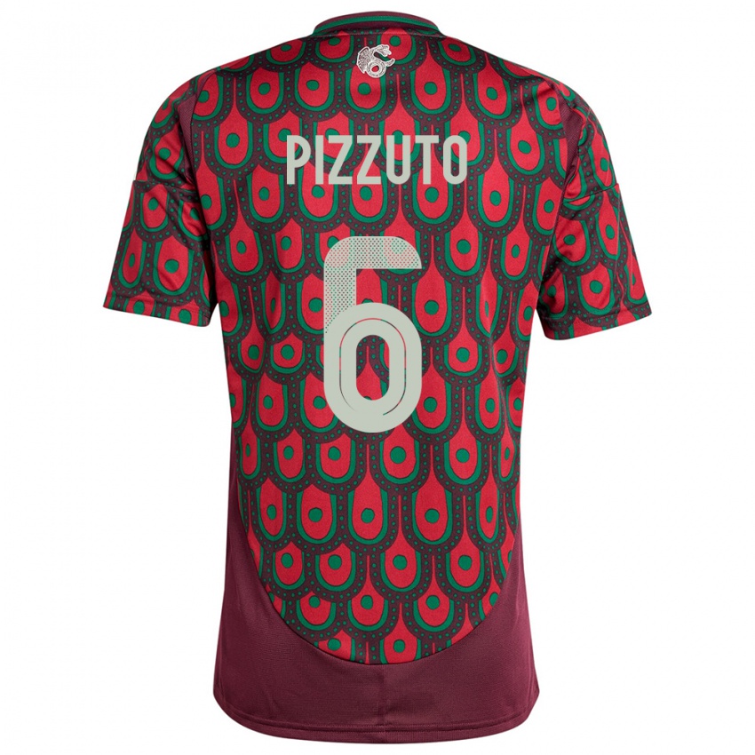 Mænd Mexico Eugenio Pizzuto #6 Rødbrun Hjemmebane Spillertrøjer 24-26 Trøje T-Shirt