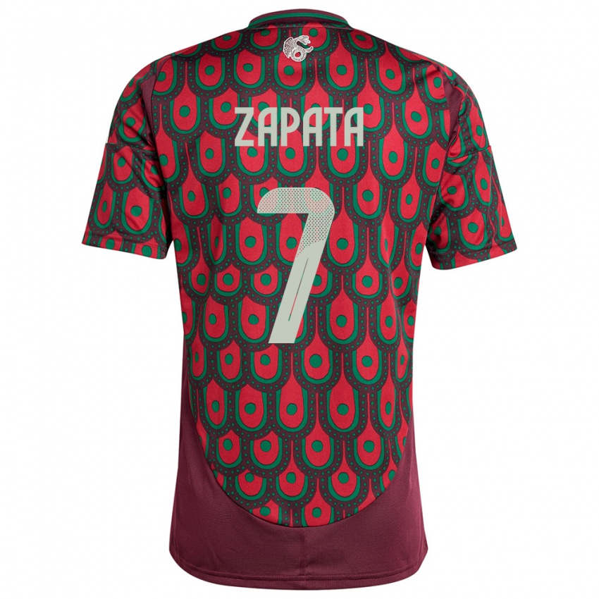 Mænd Mexico Angel Zapata #7 Rødbrun Hjemmebane Spillertrøjer 24-26 Trøje T-Shirt