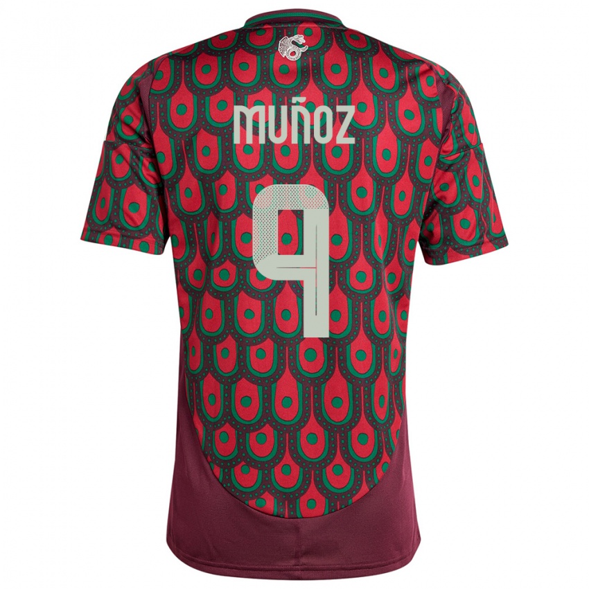 Mænd Mexico Santiago Munoz #9 Rødbrun Hjemmebane Spillertrøjer 24-26 Trøje T-Shirt