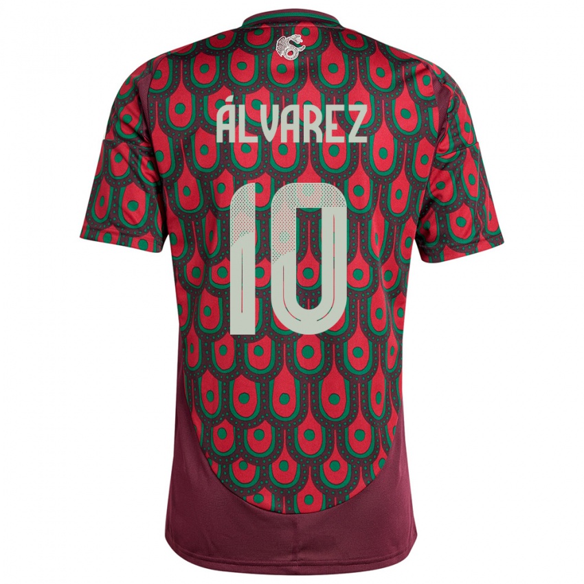 Mænd Mexico Efrain Alvarez #10 Rødbrun Hjemmebane Spillertrøjer 24-26 Trøje T-Shirt