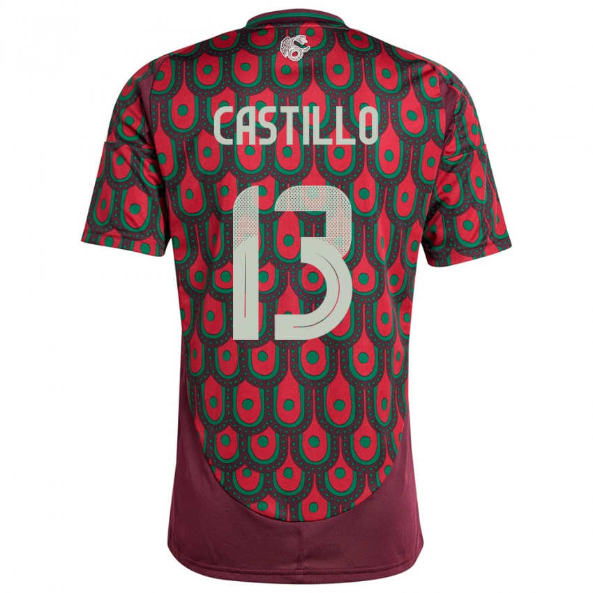 Mænd Mexico Jose Castillo #13 Rødbrun Hjemmebane Spillertrøjer 24-26 Trøje T-Shirt