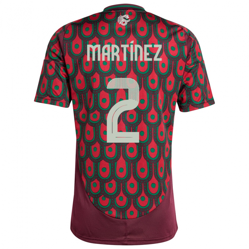 Mænd Mexico Emilio Martinez #2 Rødbrun Hjemmebane Spillertrøjer 24-26 Trøje T-Shirt