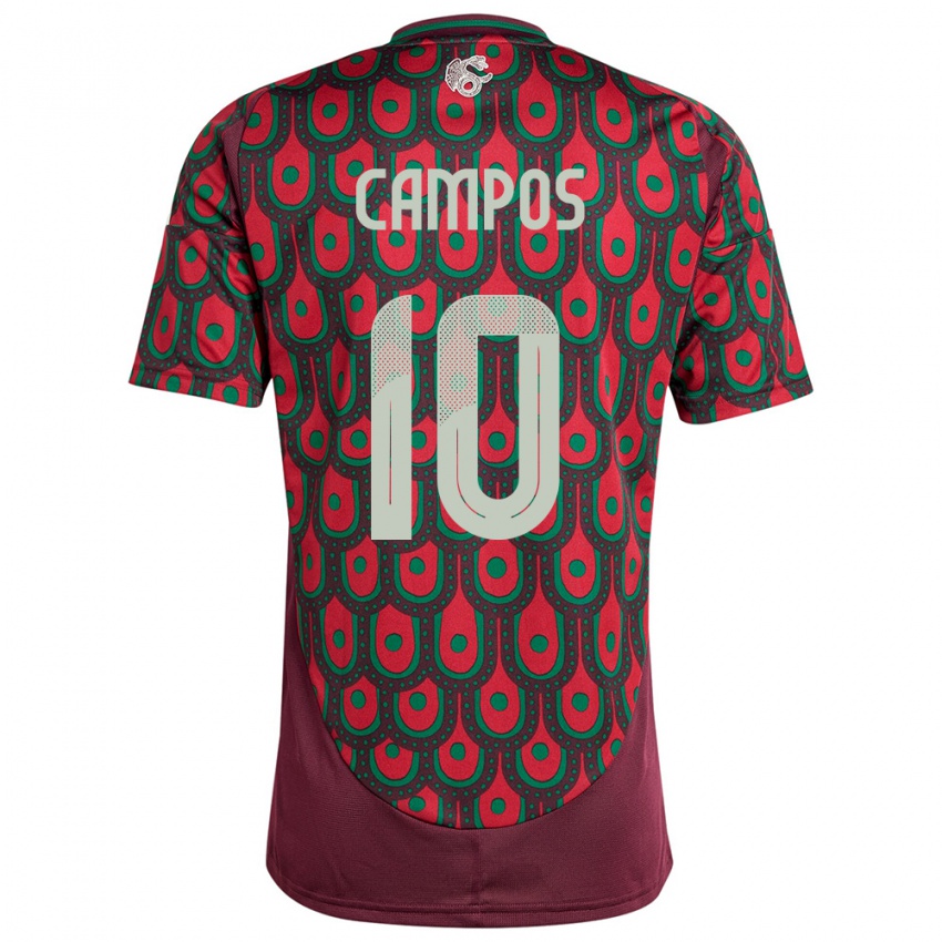 Mænd Mexico Karel Campos #10 Rødbrun Hjemmebane Spillertrøjer 24-26 Trøje T-Shirt