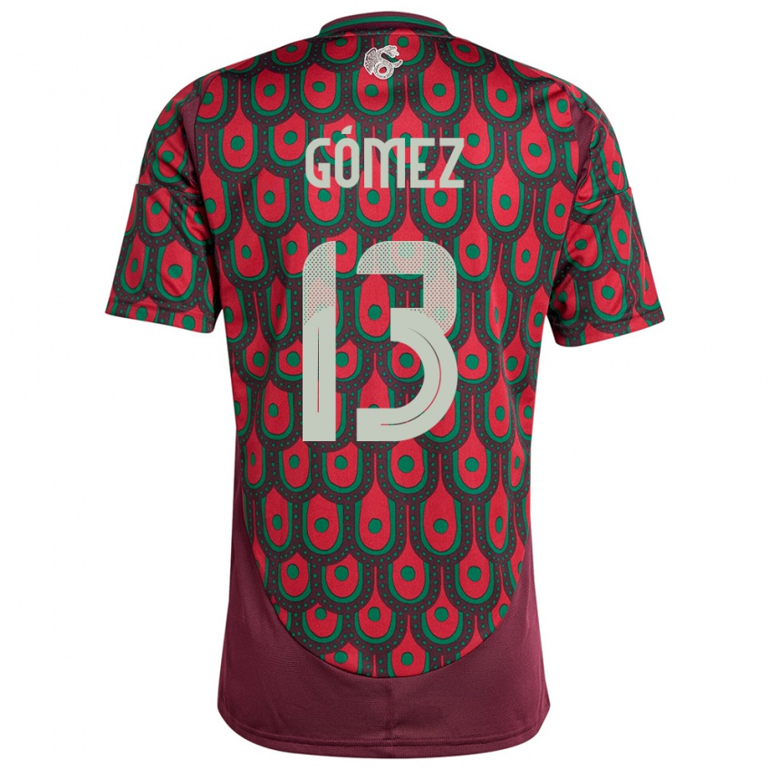 Mænd Mexico Diego Gomez #13 Rødbrun Hjemmebane Spillertrøjer 24-26 Trøje T-Shirt