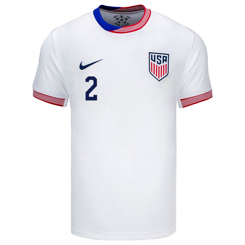 Mænd Usa Cameron Carter-Vickers #2 Hvid Hjemmebane Spillertrøjer 24-26 Trøje T-Shirt