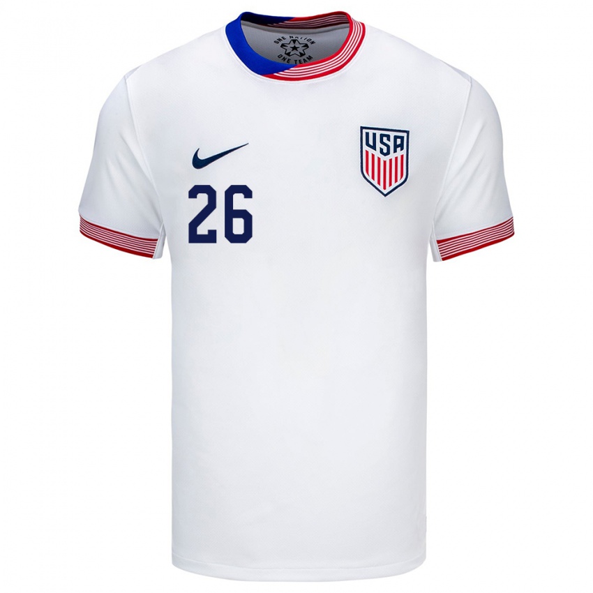 Mænd Usa Josh Sargent #26 Hvid Hjemmebane Spillertrøjer 24-26 Trøje T-Shirt