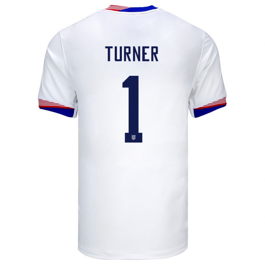 Mænd Usa Matt Turner #1 Hvid Hjemmebane Spillertrøjer 24-26 Trøje T-Shirt