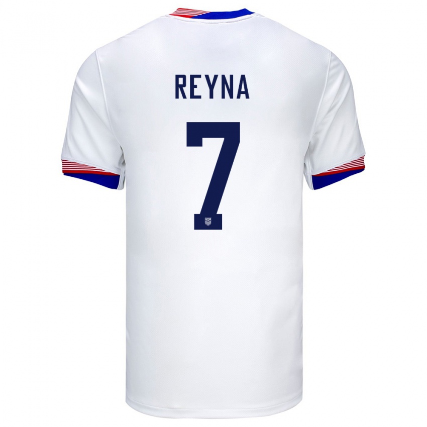 Mænd Usa Giovanni Reyna #7 Hvid Hjemmebane Spillertrøjer 24-26 Trøje T-Shirt