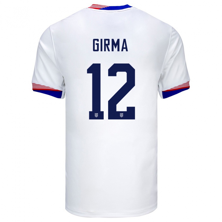 Mænd Usa Naomi Girma #12 Hvid Hjemmebane Spillertrøjer 24-26 Trøje T-Shirt