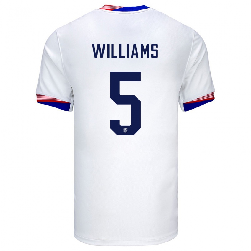 Mænd Usa Thomas Williams #5 Hvid Hjemmebane Spillertrøjer 24-26 Trøje T-Shirt