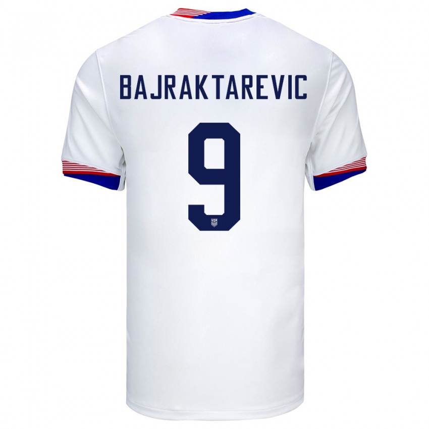 Mænd Usa Esmir Bajraktarevic #9 Hvid Hjemmebane Spillertrøjer 24-26 Trøje T-Shirt