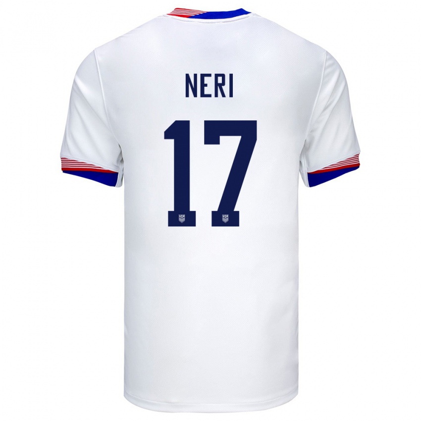 Mænd Usa Rodrigo Neri #17 Hvid Hjemmebane Spillertrøjer 24-26 Trøje T-Shirt