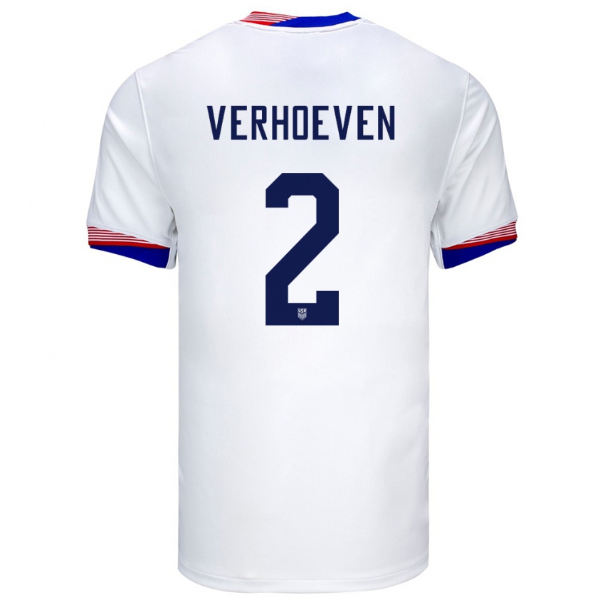 Mænd Usa Oscar Verhoeven #2 Hvid Hjemmebane Spillertrøjer 24-26 Trøje T-Shirt