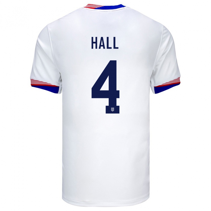 Mænd Usa Tyler Hall #4 Hvid Hjemmebane Spillertrøjer 24-26 Trøje T-Shirt