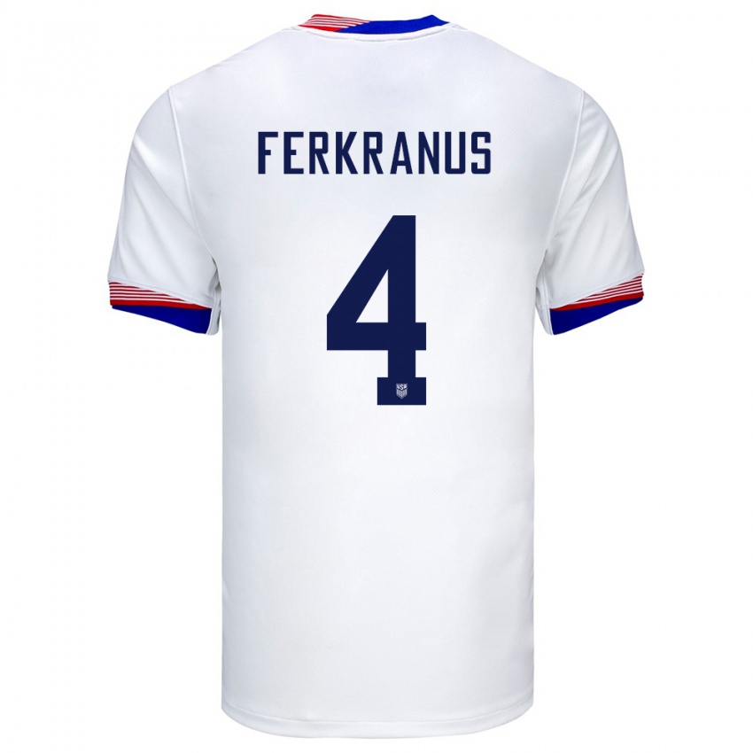 Mænd Usa Marcus Ferkranus #4 Hvid Hjemmebane Spillertrøjer 24-26 Trøje T-Shirt