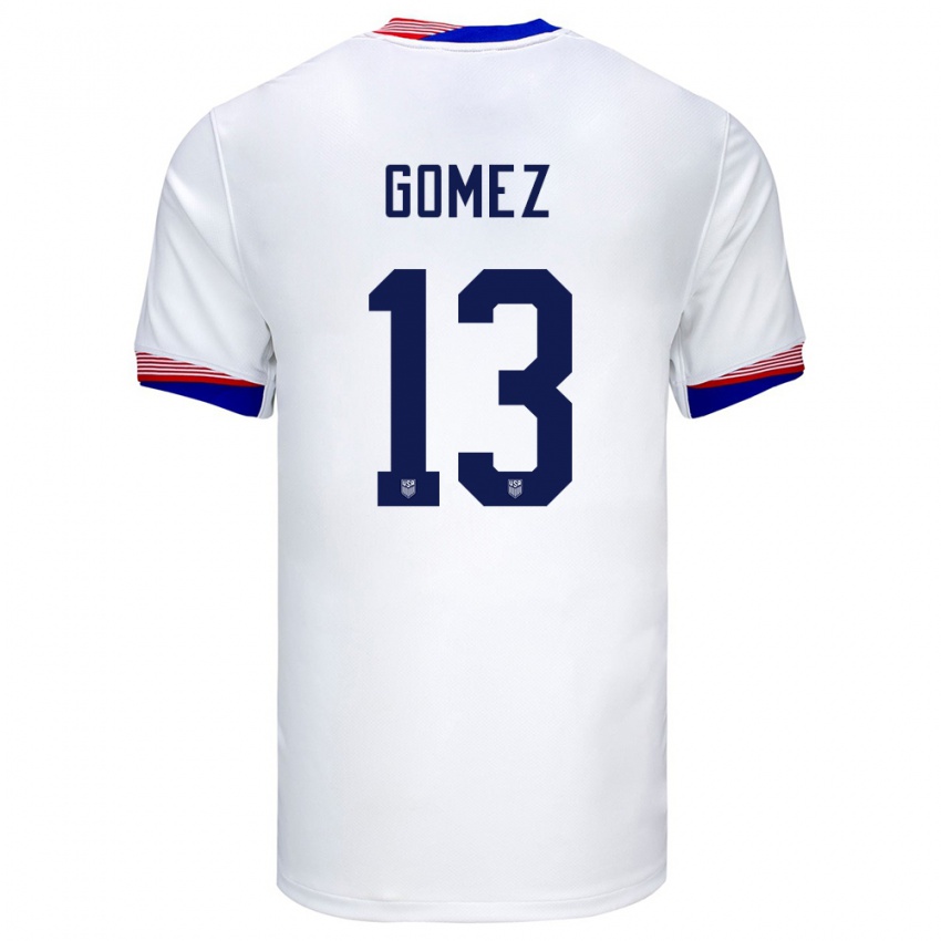 Mænd Usa Jonathan Gomez #13 Hvid Hjemmebane Spillertrøjer 24-26 Trøje T-Shirt