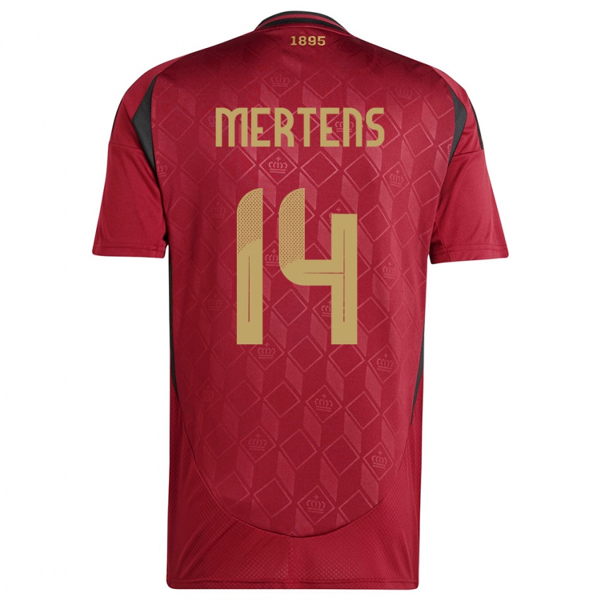 Mænd Belgien Dries Mertens #14 Bourgogne Hjemmebane Spillertrøjer 24-26 Trøje T-Shirt