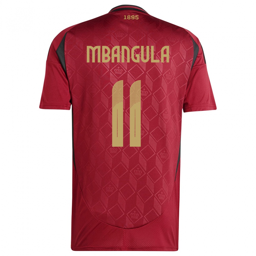 Mænd Belgien Samuel Mbangula #11 Bourgogne Hjemmebane Spillertrøjer 24-26 Trøje T-Shirt