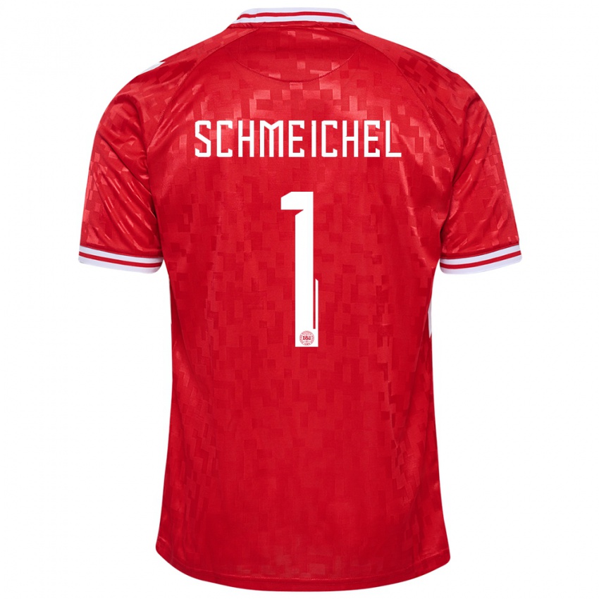 Mænd Danmark Kasper Schmeichel #1 Rød Hjemmebane Spillertrøjer 24-26 Trøje T-Shirt